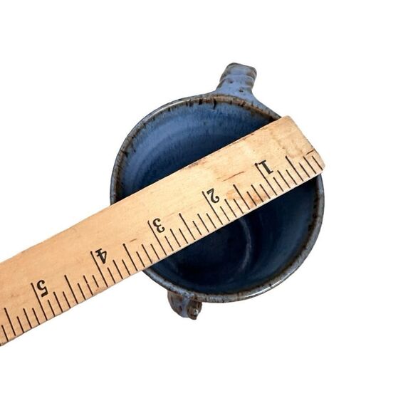 SeaTurtle Stoneware Coffee Mug Blue Drip Glaze Enamel Art Pottery Signed - Picture 4 of 13